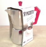 Pezzetti 6 Cup Espresso Maker Aluminium: Red Handle