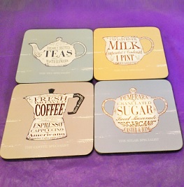 Coffee, Tea, Milk, Sugar Coasters