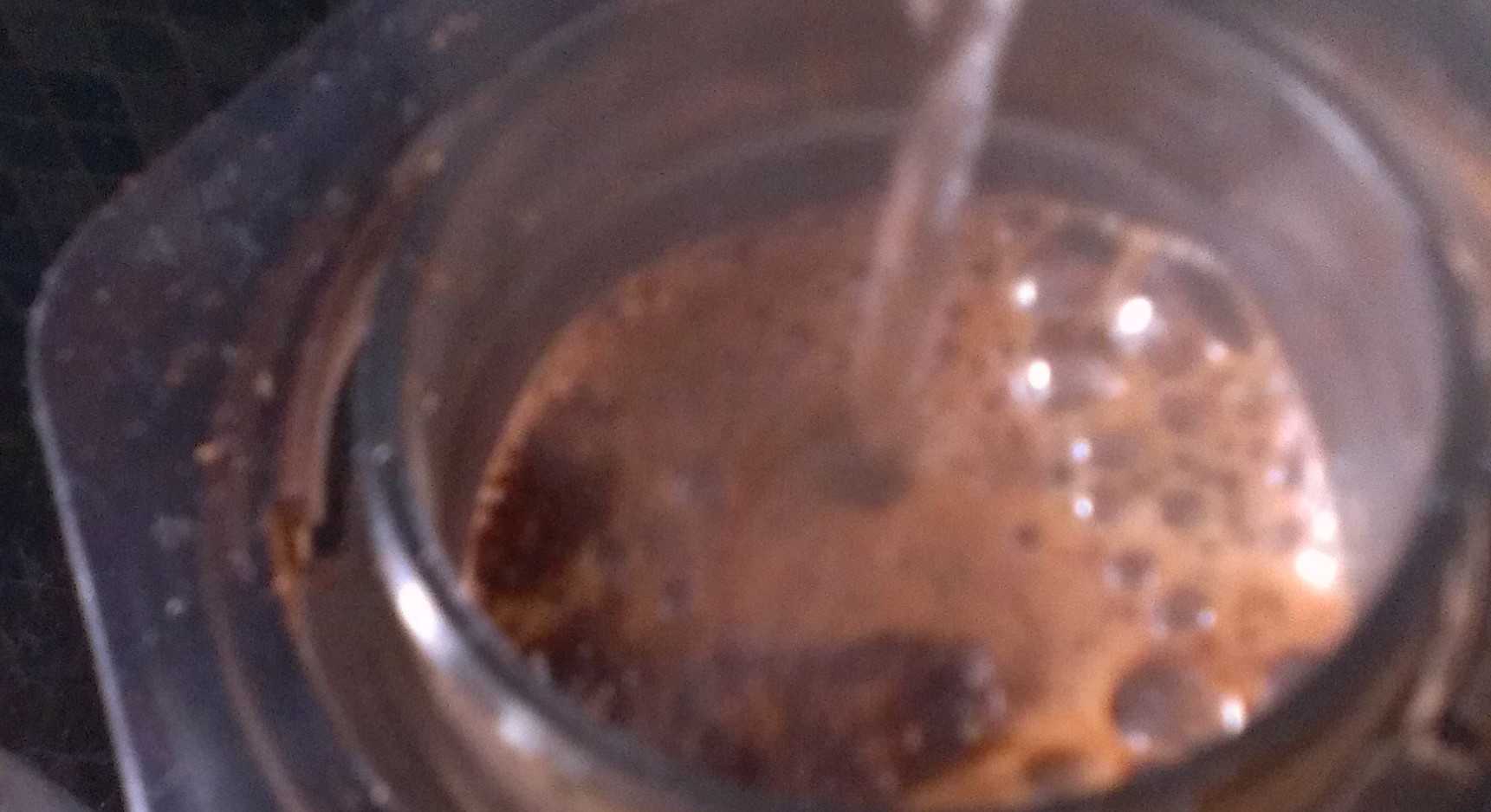 Hot Water onto Coffee Grounds